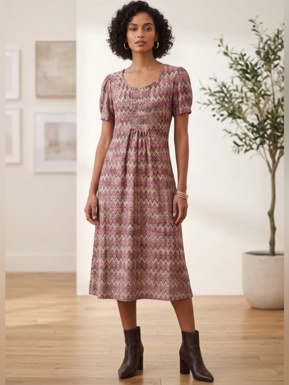 Jessica Howard Multicolor Zigzag Patterned Midi Dress size 14